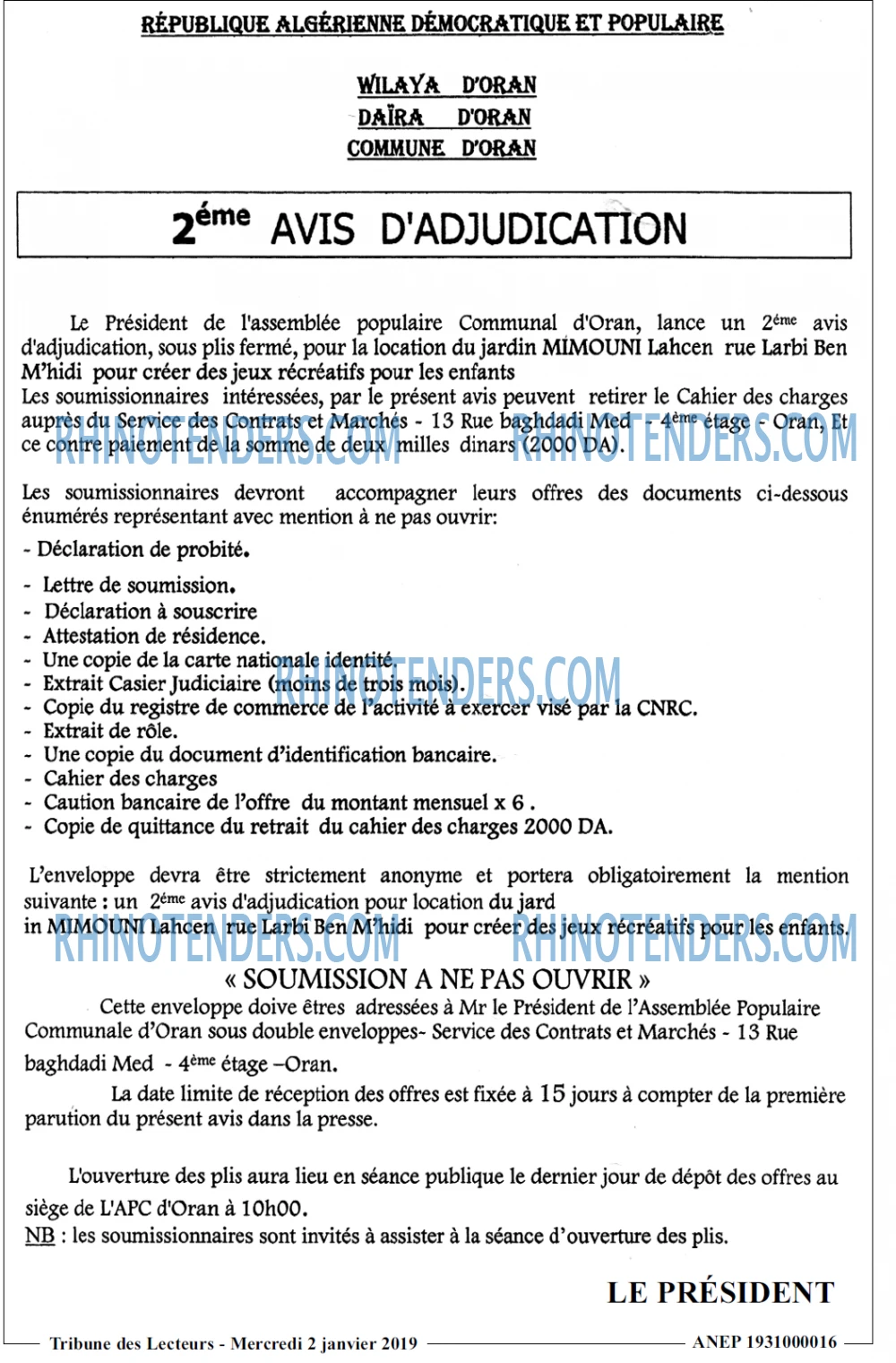 TRIBUNE DES LECTEURS