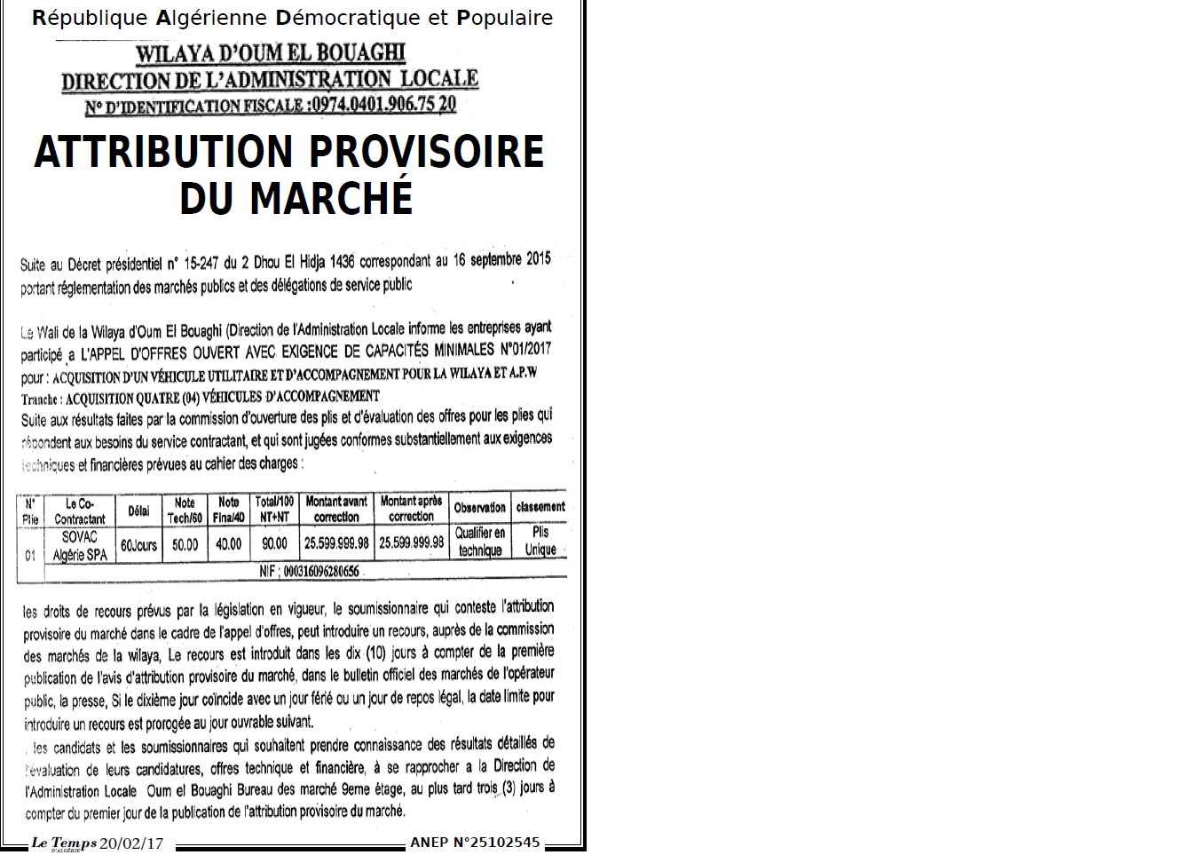 LE TEMPS D'ALGERIE