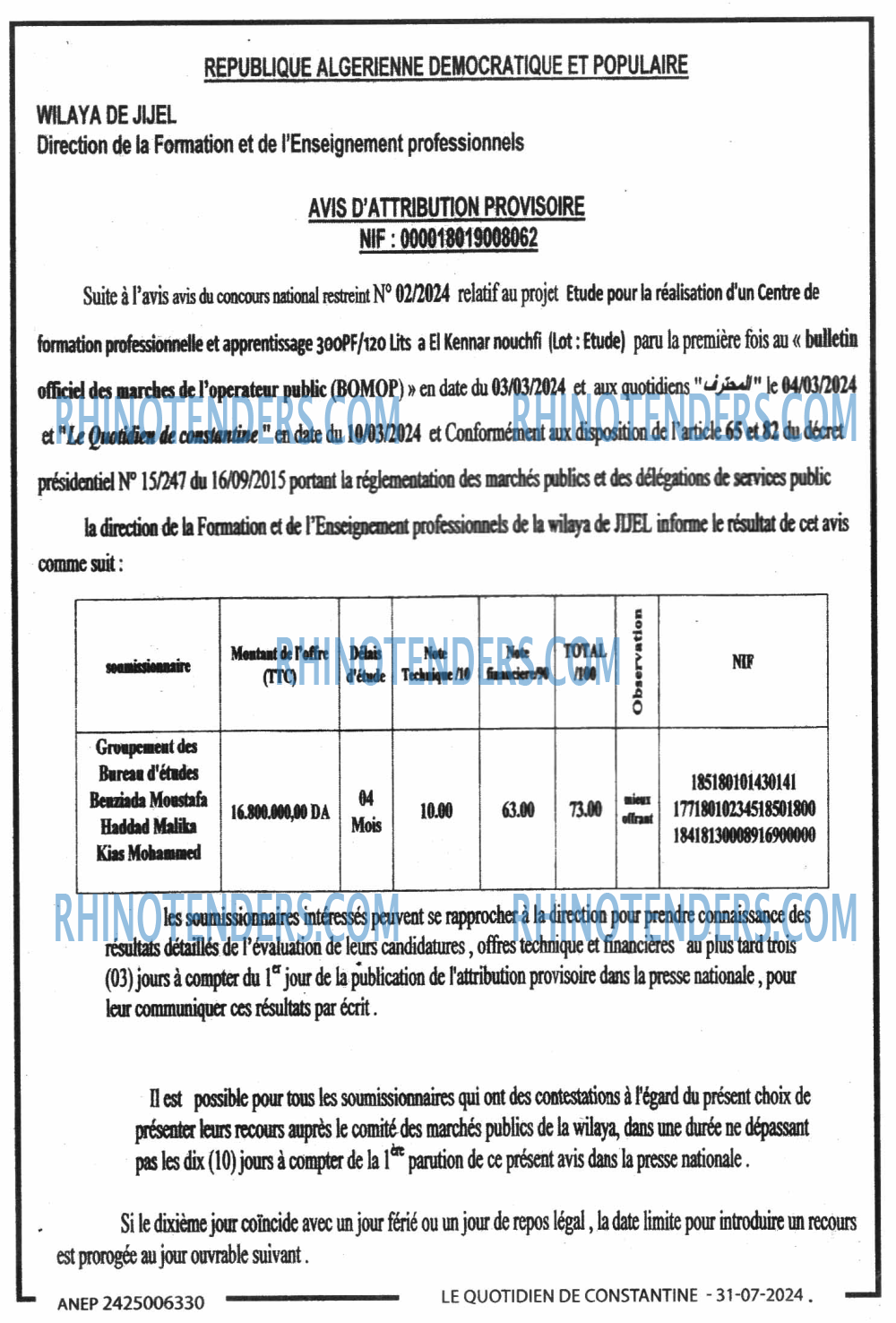 LE QUOTIDIEN DE CONSTANTINE