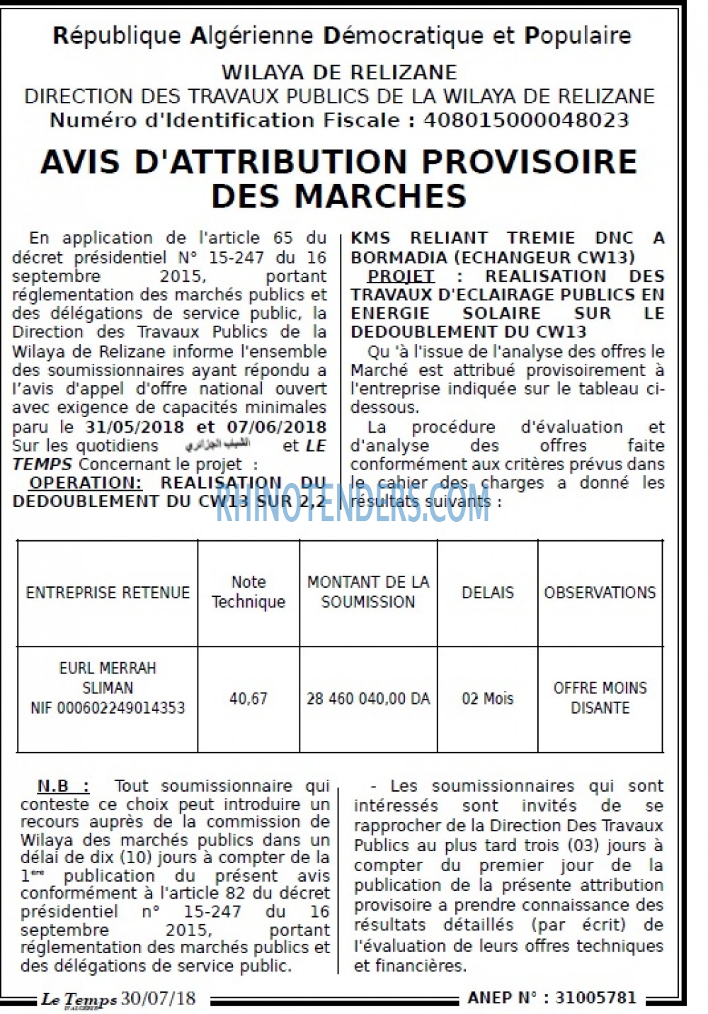 LE TEMPS D'ALGERIE