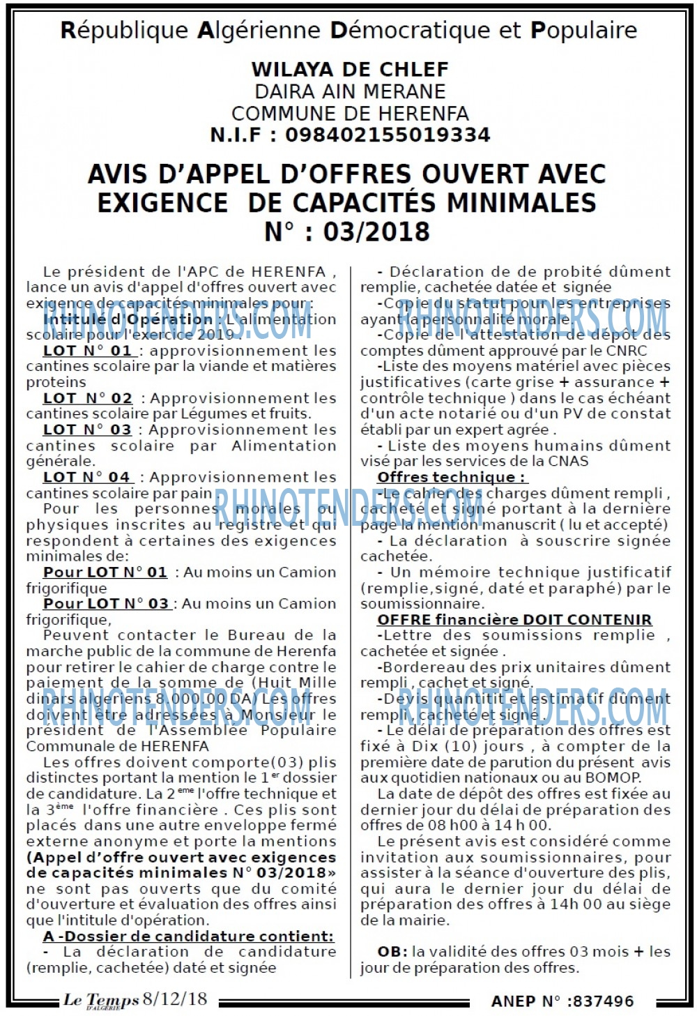 LE TEMPS D'ALGERIE