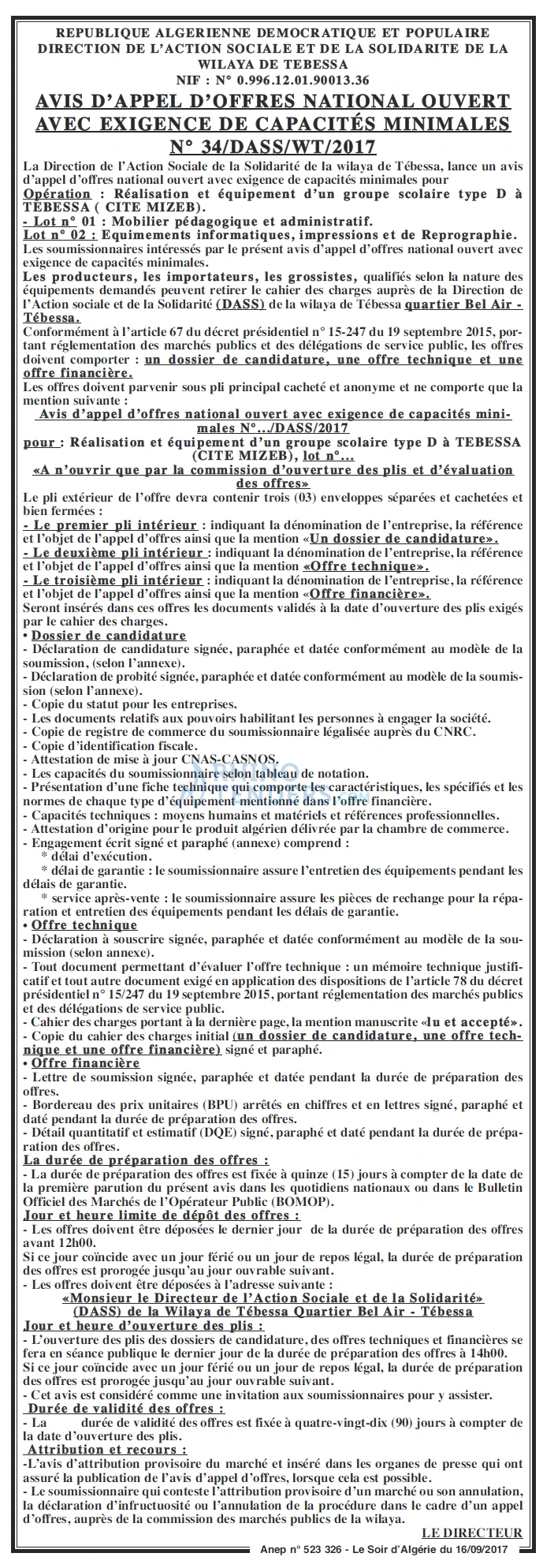 LE SOIR D'ALGERIE