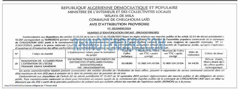 Le Courrier d'Algerie