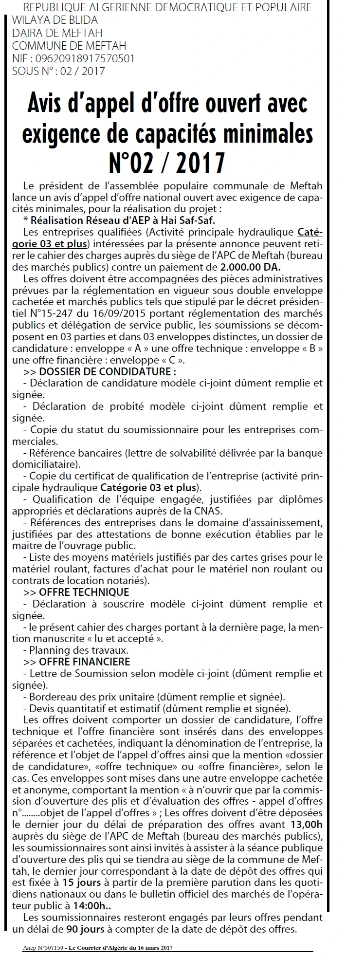 Le Courrier d'Algerie