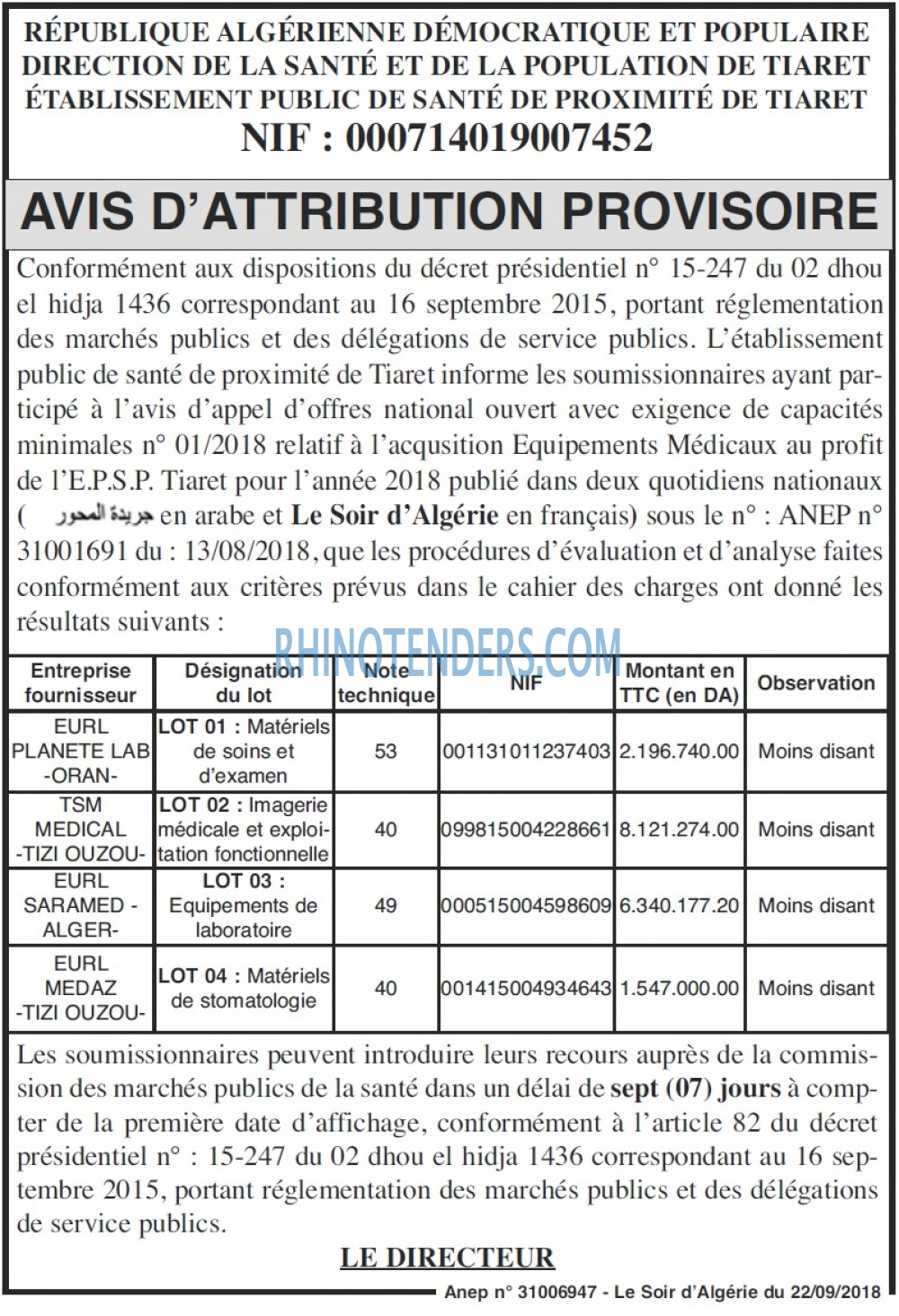 LE SOIR D'ALGERIE