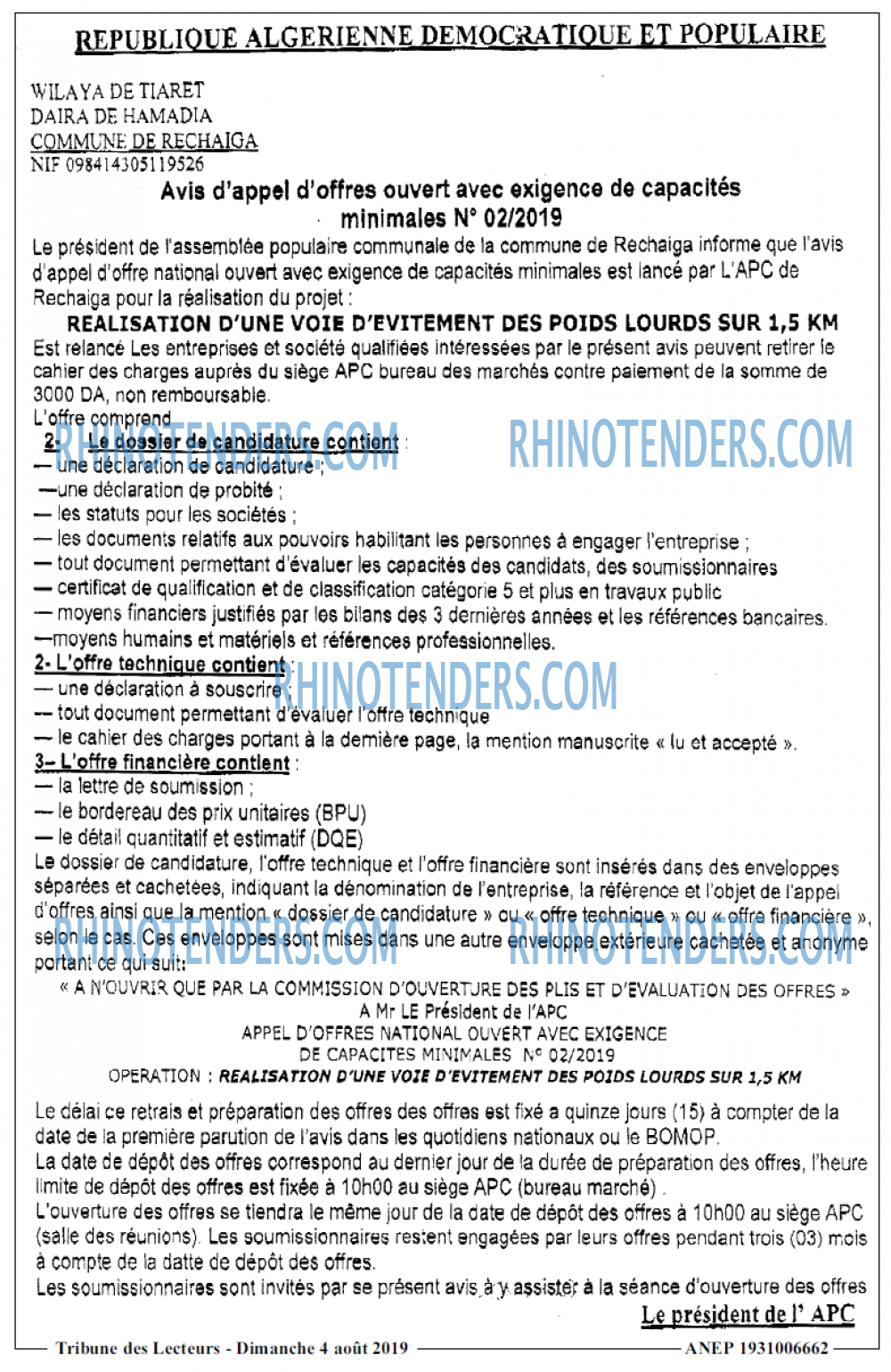 TRIBUNE DES LECTEURS
