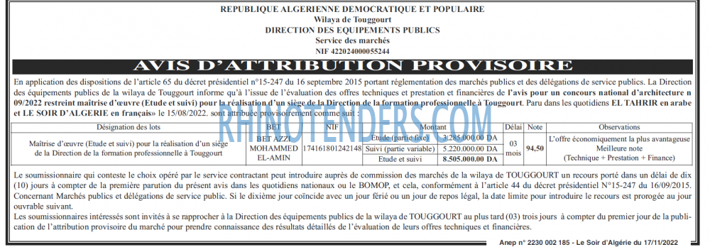 LE SOIR D'ALGERIE