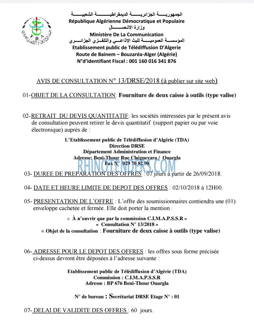 TDA - Télédiffusion d'Algérie