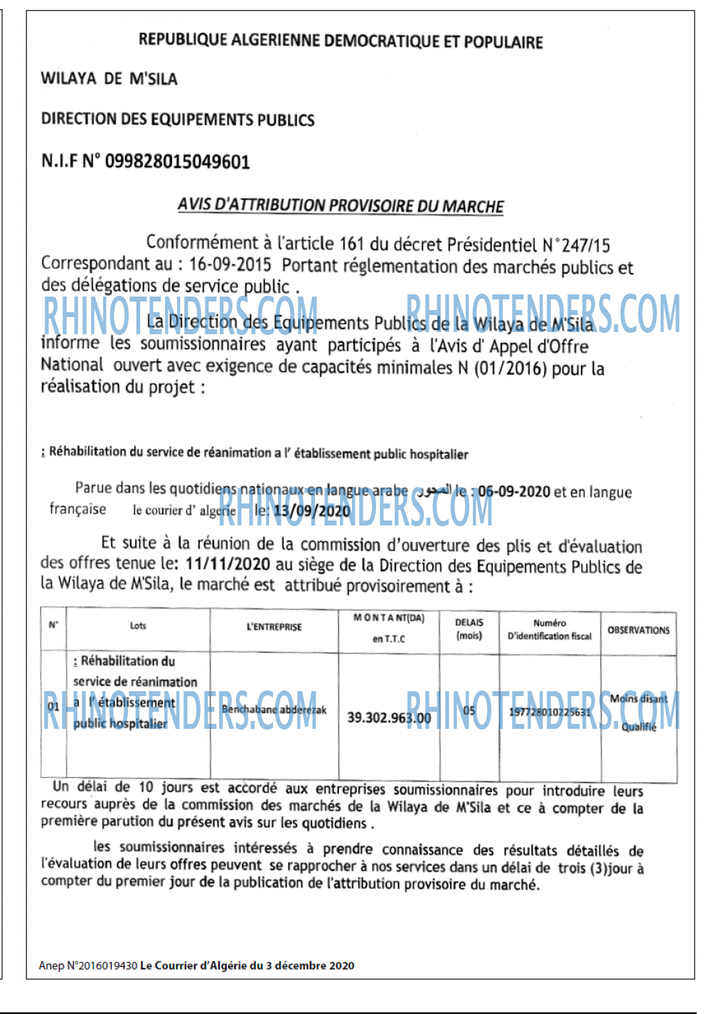 Le Courrier d'Algerie