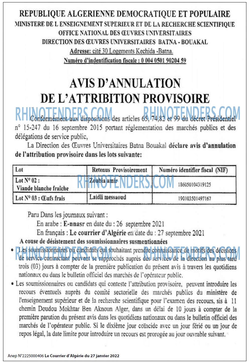 Le Courrier d'Algerie