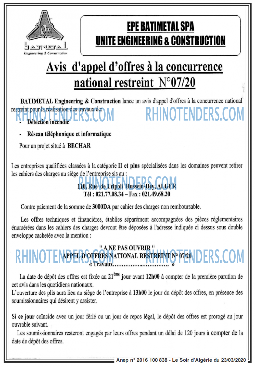 LE SOIR D'ALGERIE