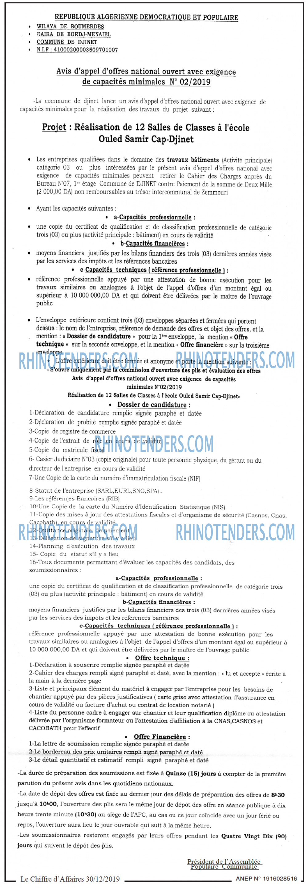 Le Chiffre d'Affaires
