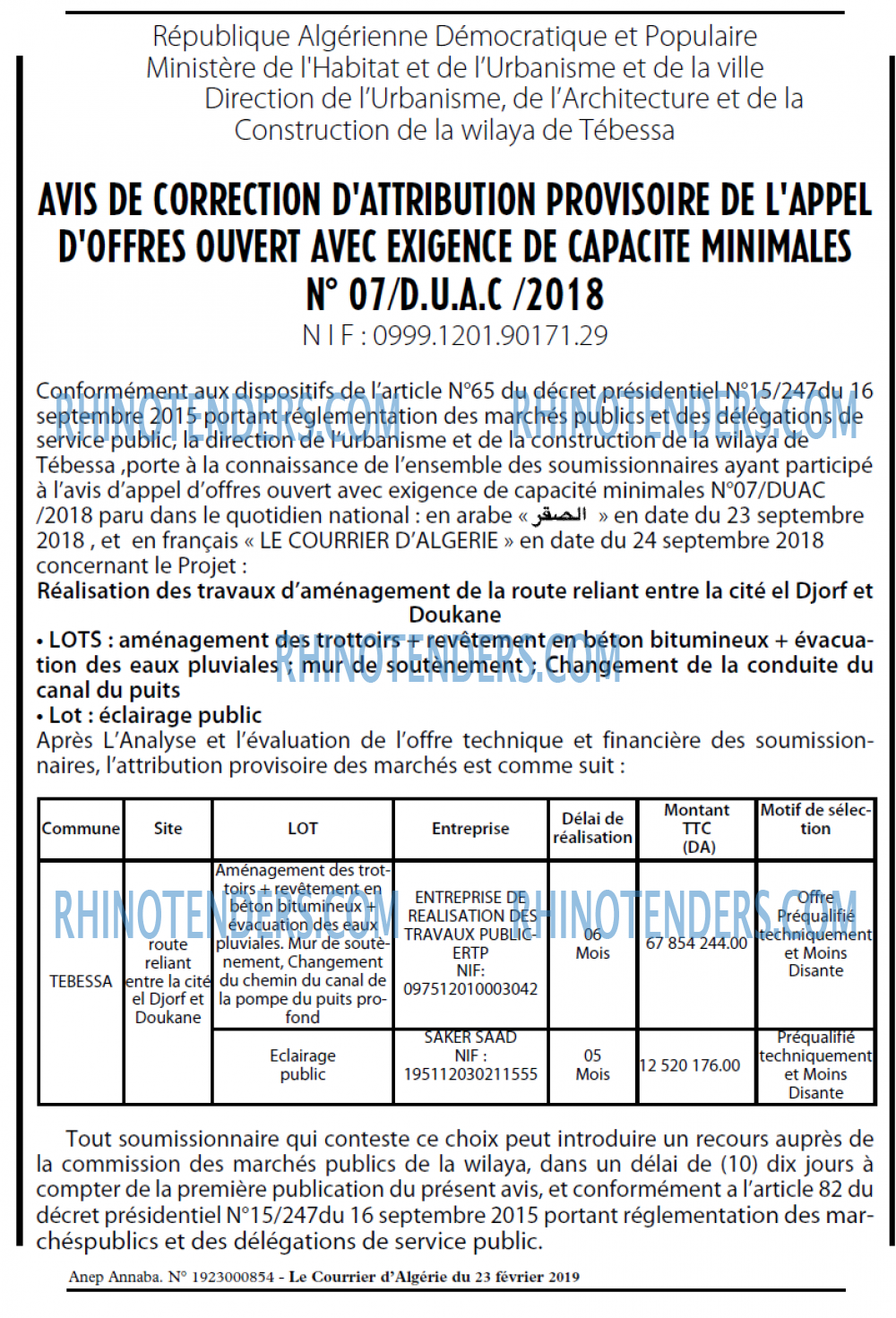 Le Courrier d'Algerie