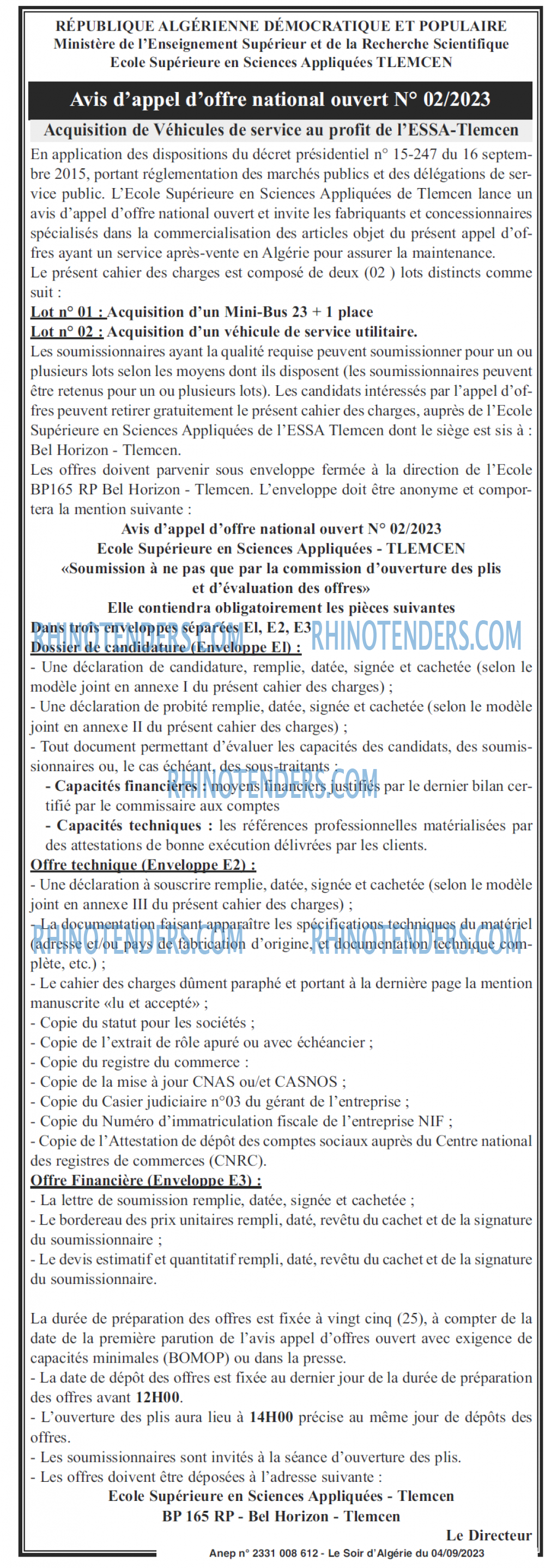 LE SOIR D'ALGERIE