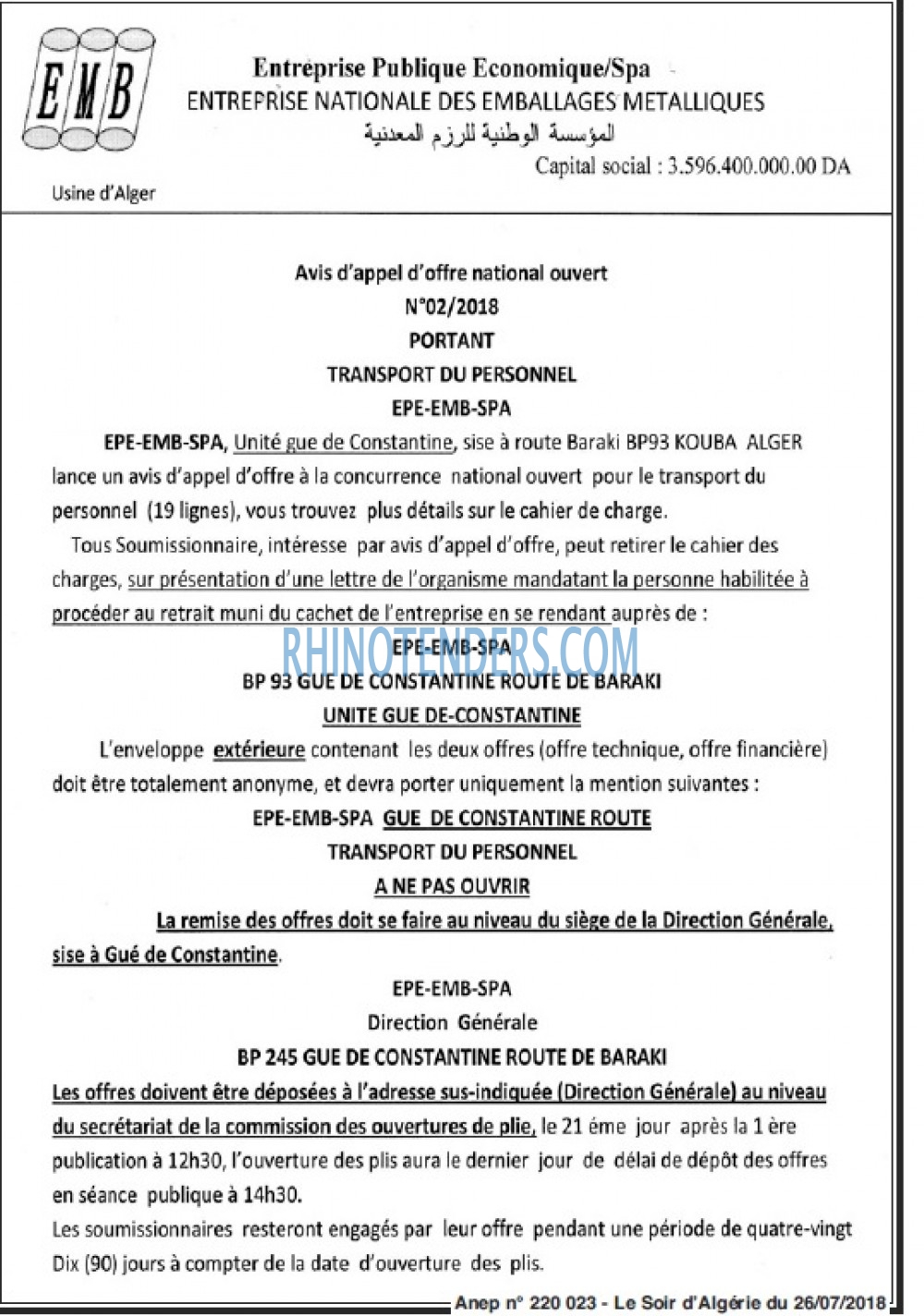 LE SOIR D'ALGERIE