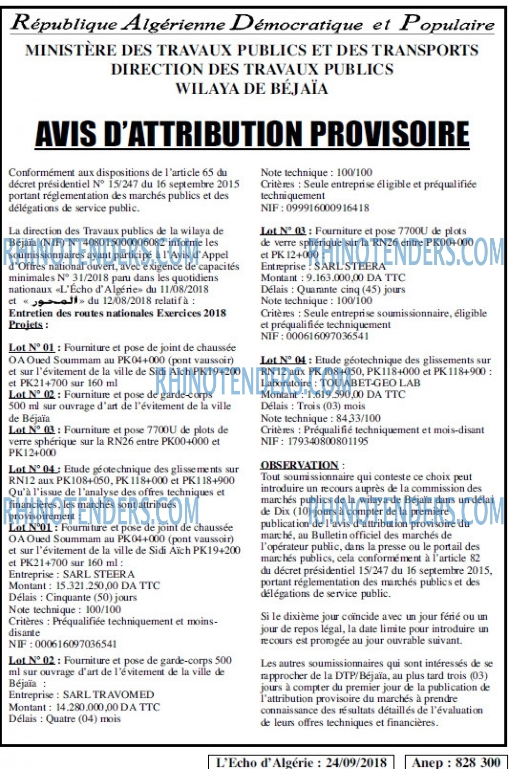 L'ECHO D'ALGERIE