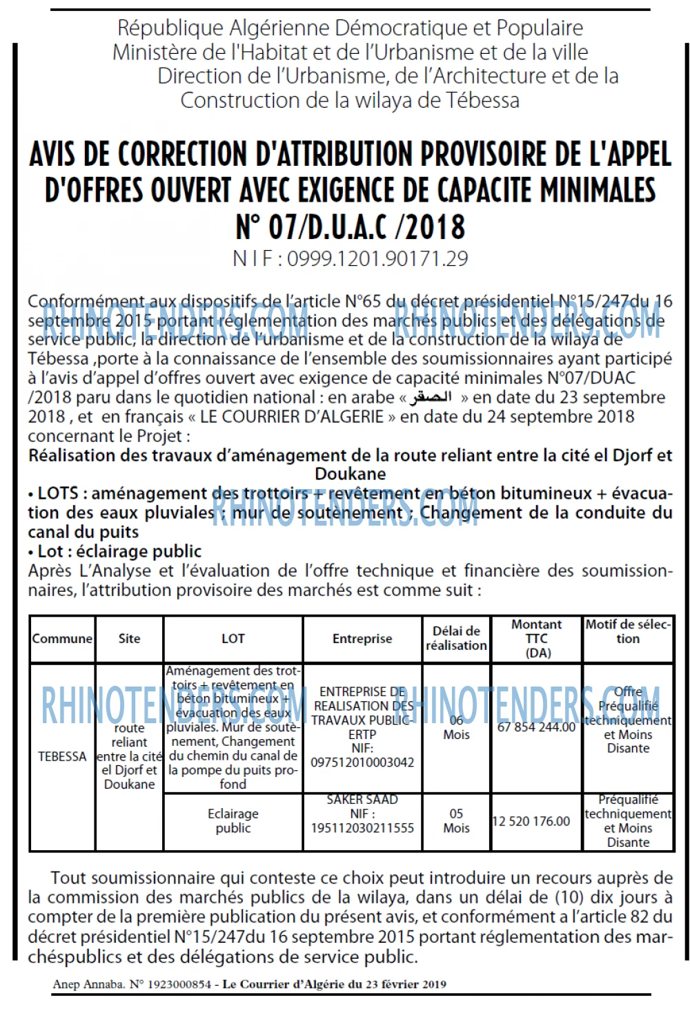 Le Courrier d'Algerie
