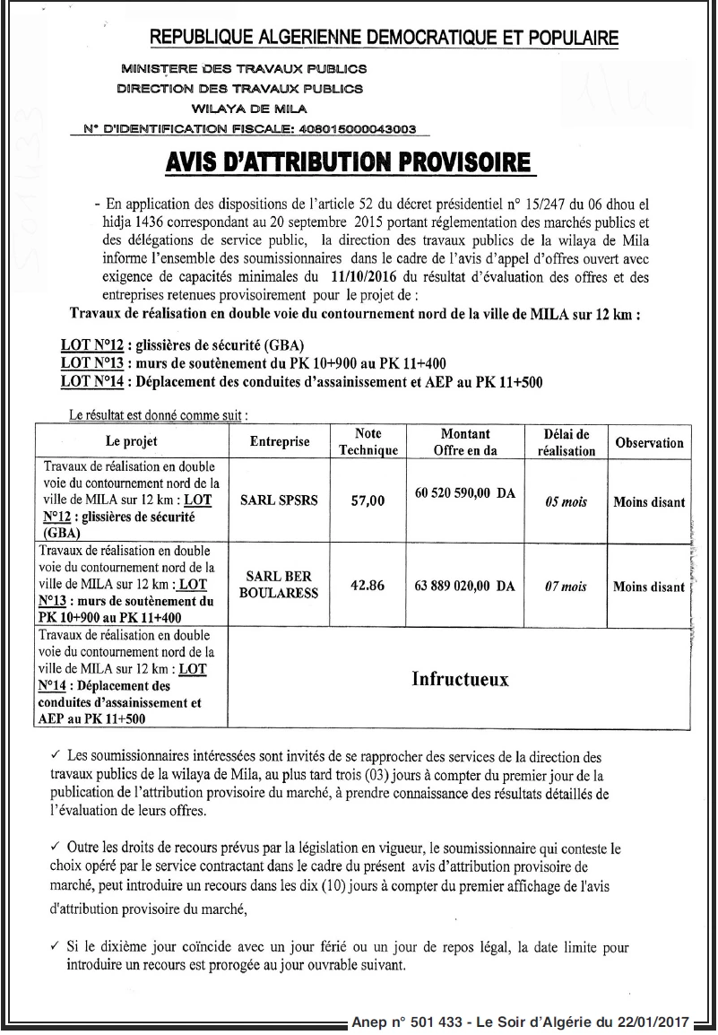 LE SOIR D'ALGERIE