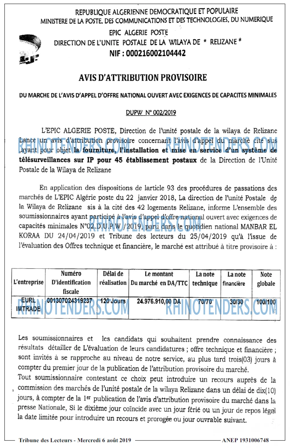 TRIBUNE DES LECTEURS