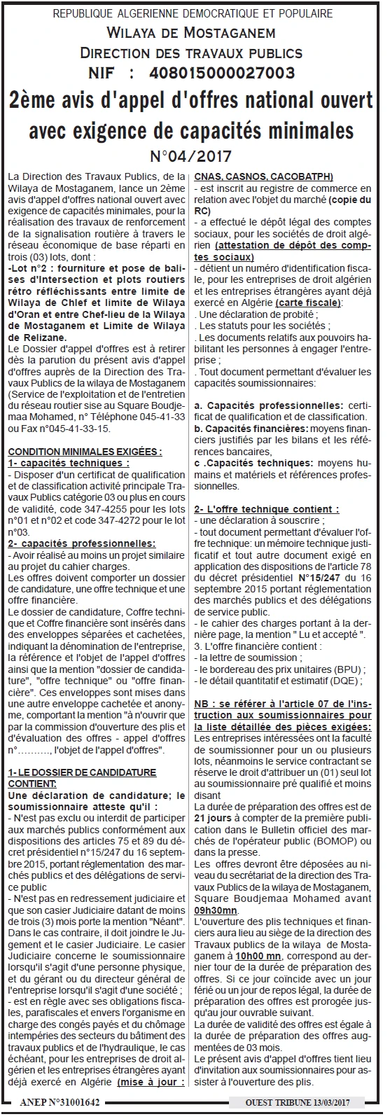 ouest TRIBUNE