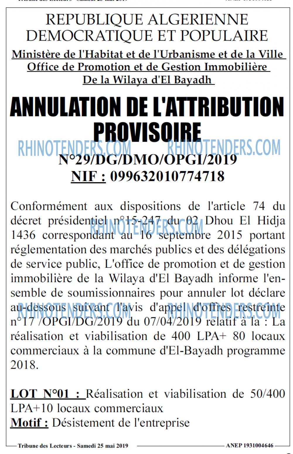 TRIBUNE DES LECTEURS