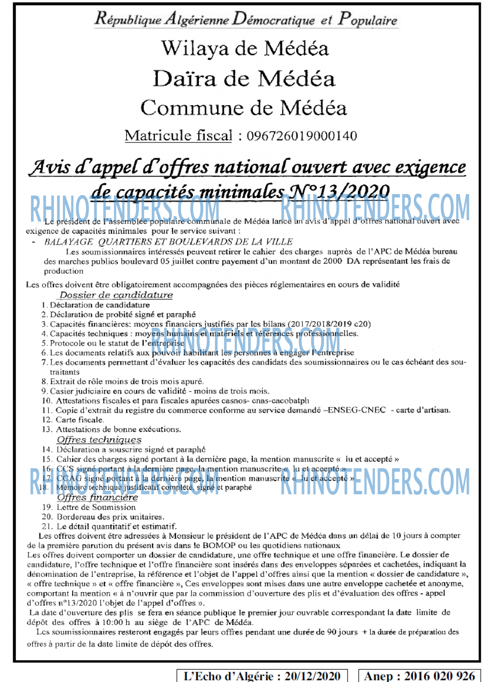 L'ECHO D'ALGERIE