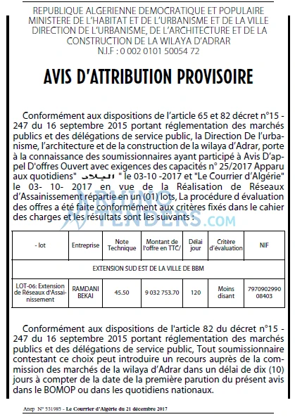 Le Courrier d'Algerie
