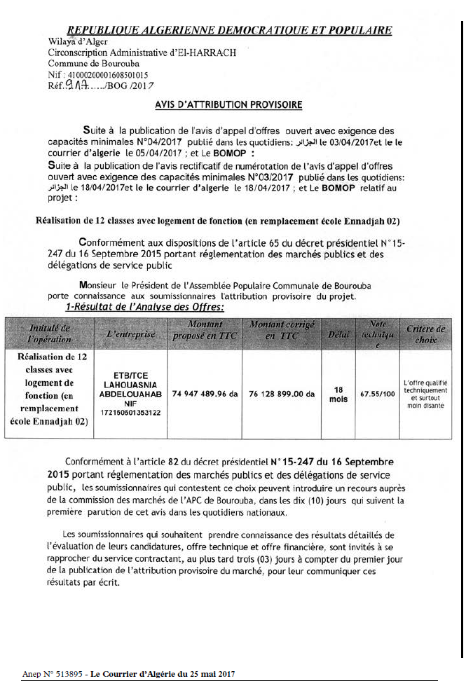 Le Courrier d'Algerie