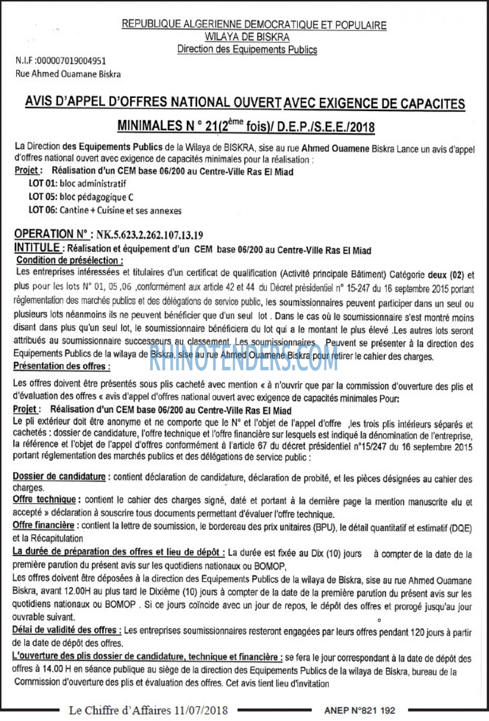 Le Chiffre d'Affaires