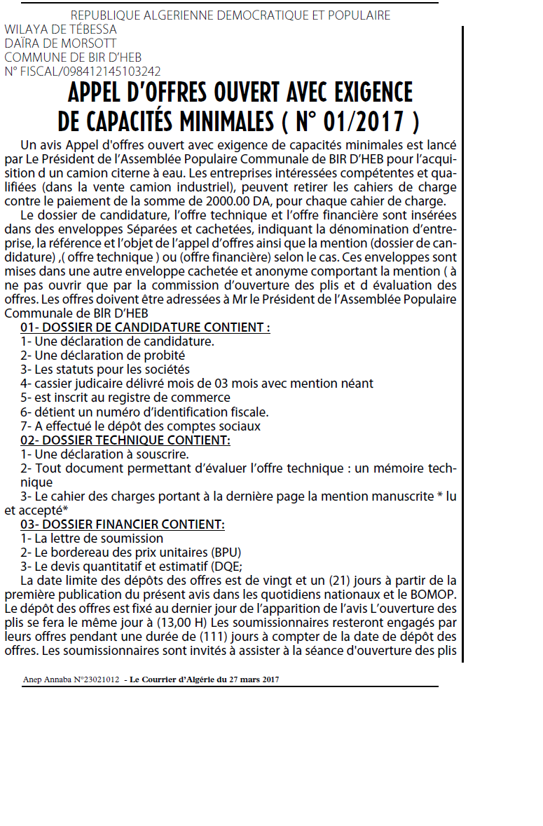 Le Courrier d'Algerie