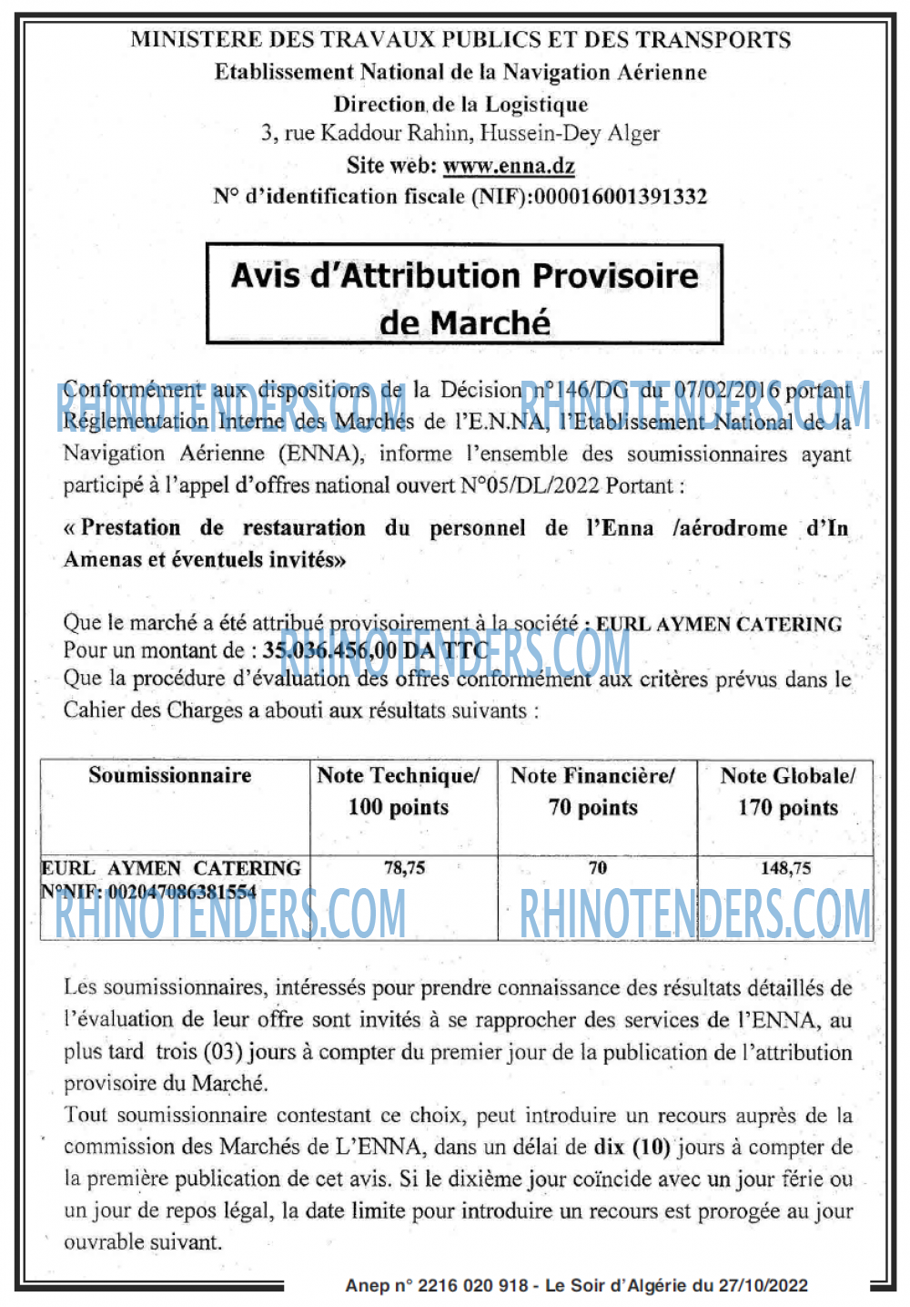 LE SOIR D'ALGERIE