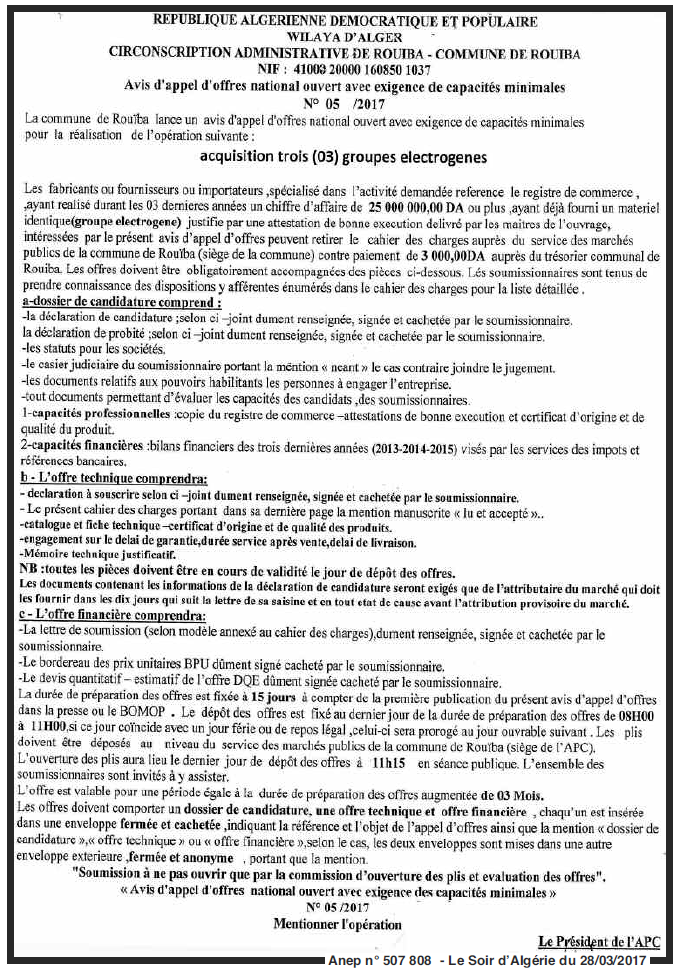 LE SOIR D'ALGERIE