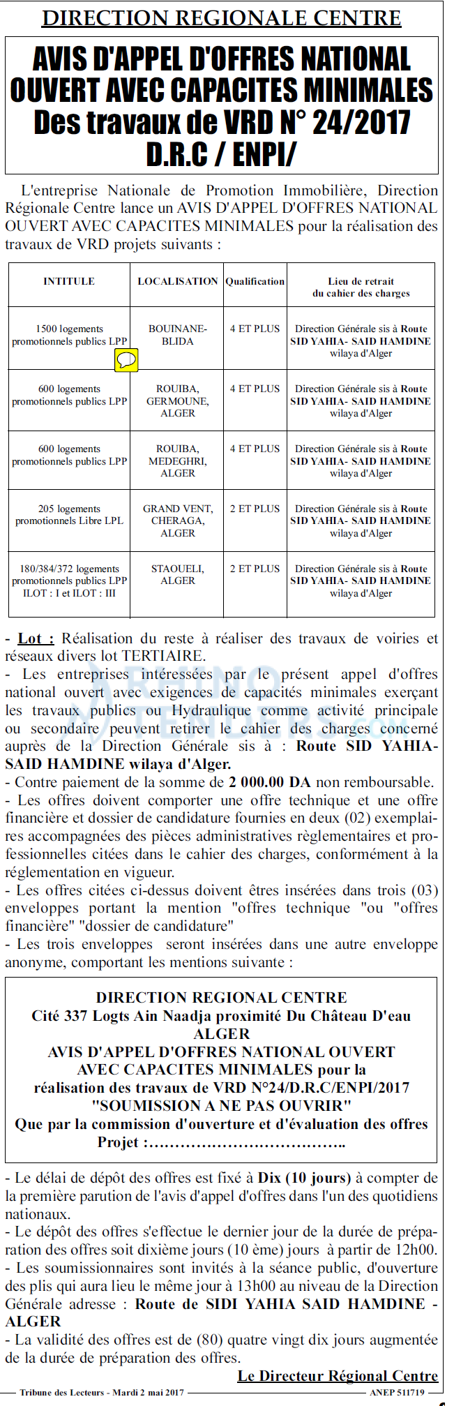 TRIBUNE DES LECTEURS