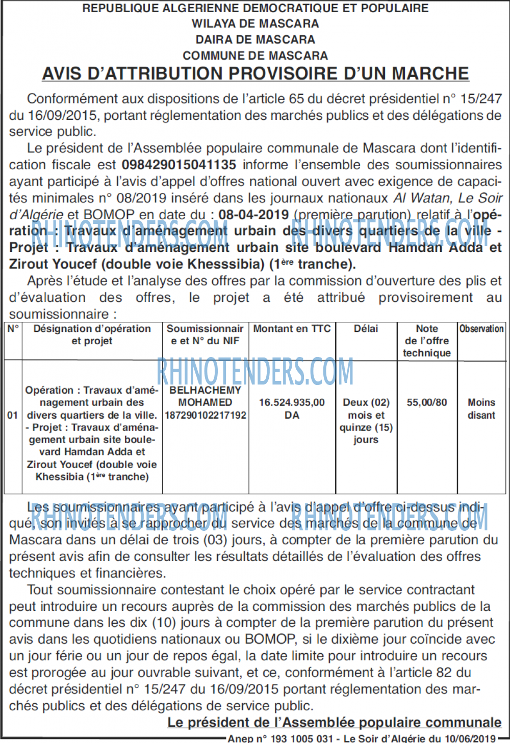 LE SOIR D'ALGERIE