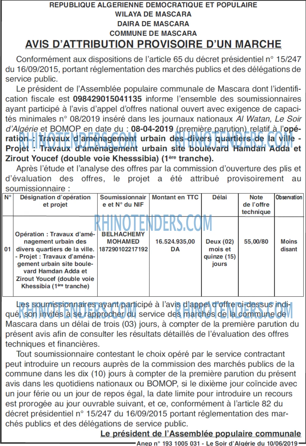 LE SOIR D'ALGERIE