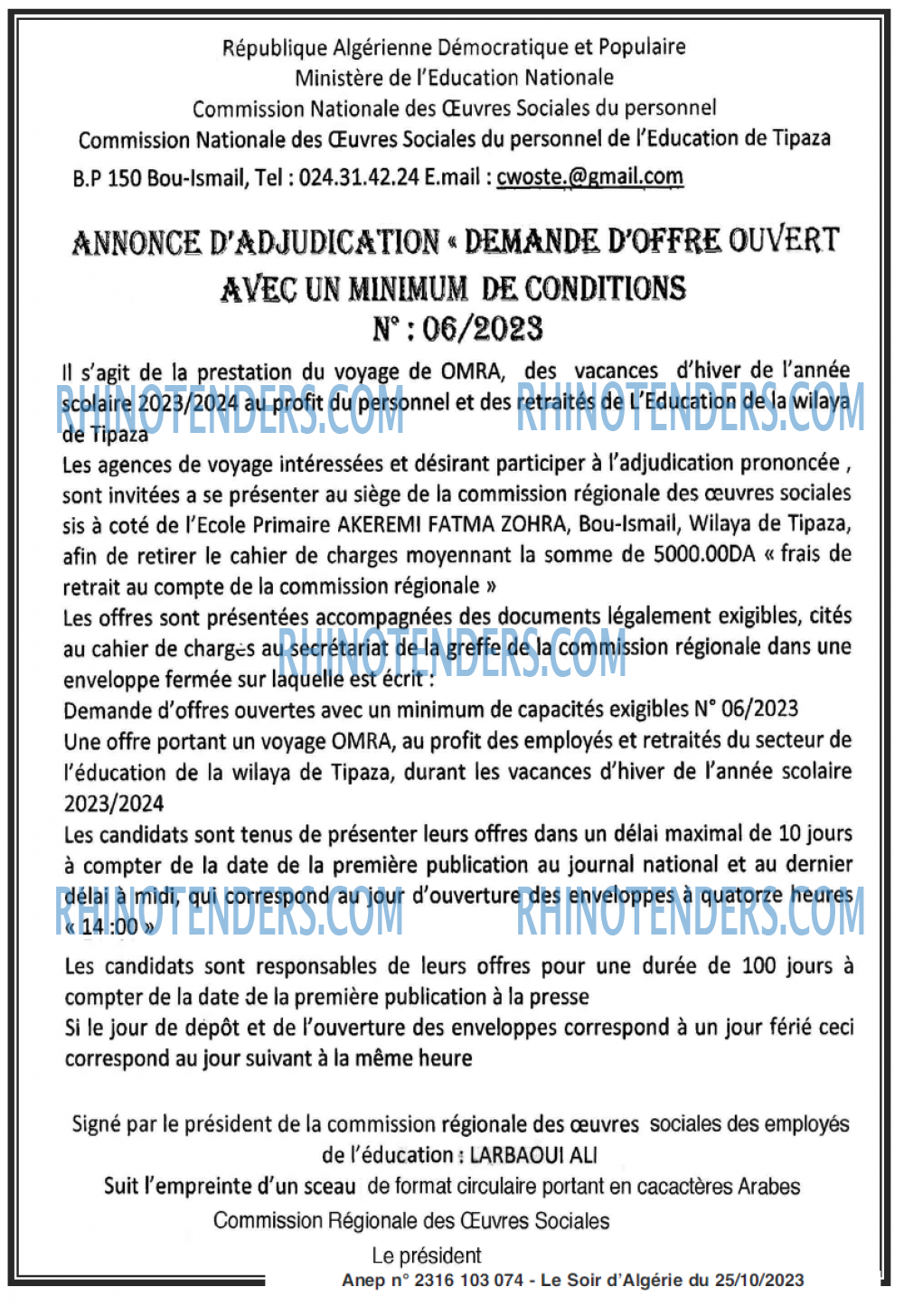 LE SOIR D'ALGERIE