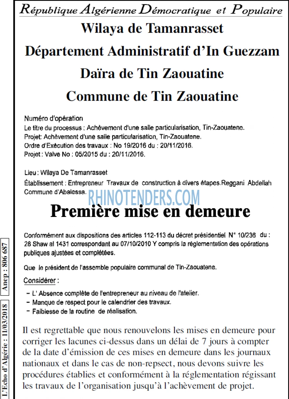 L'ECHO D'ALGERIE