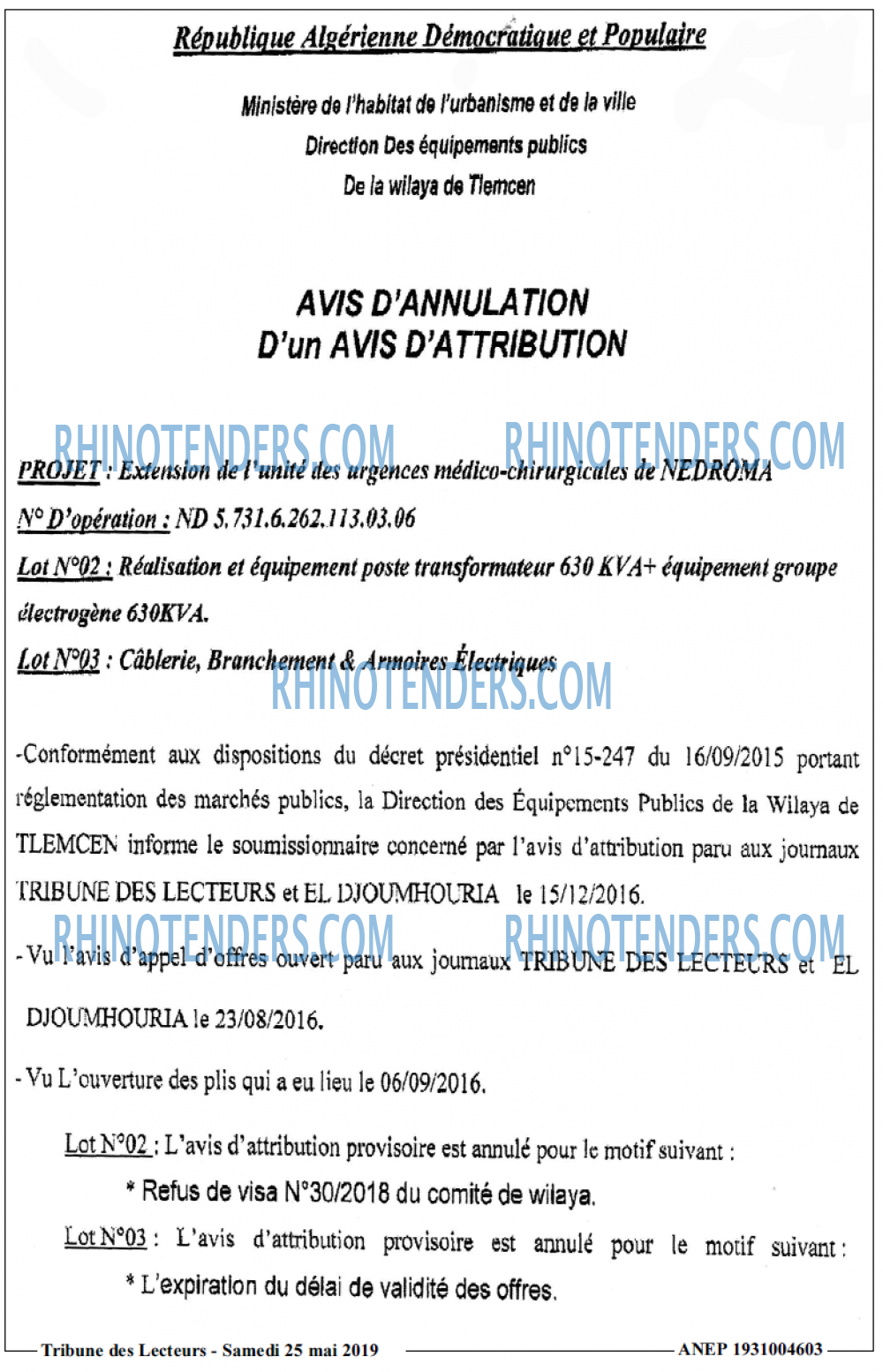 TRIBUNE DES LECTEURS