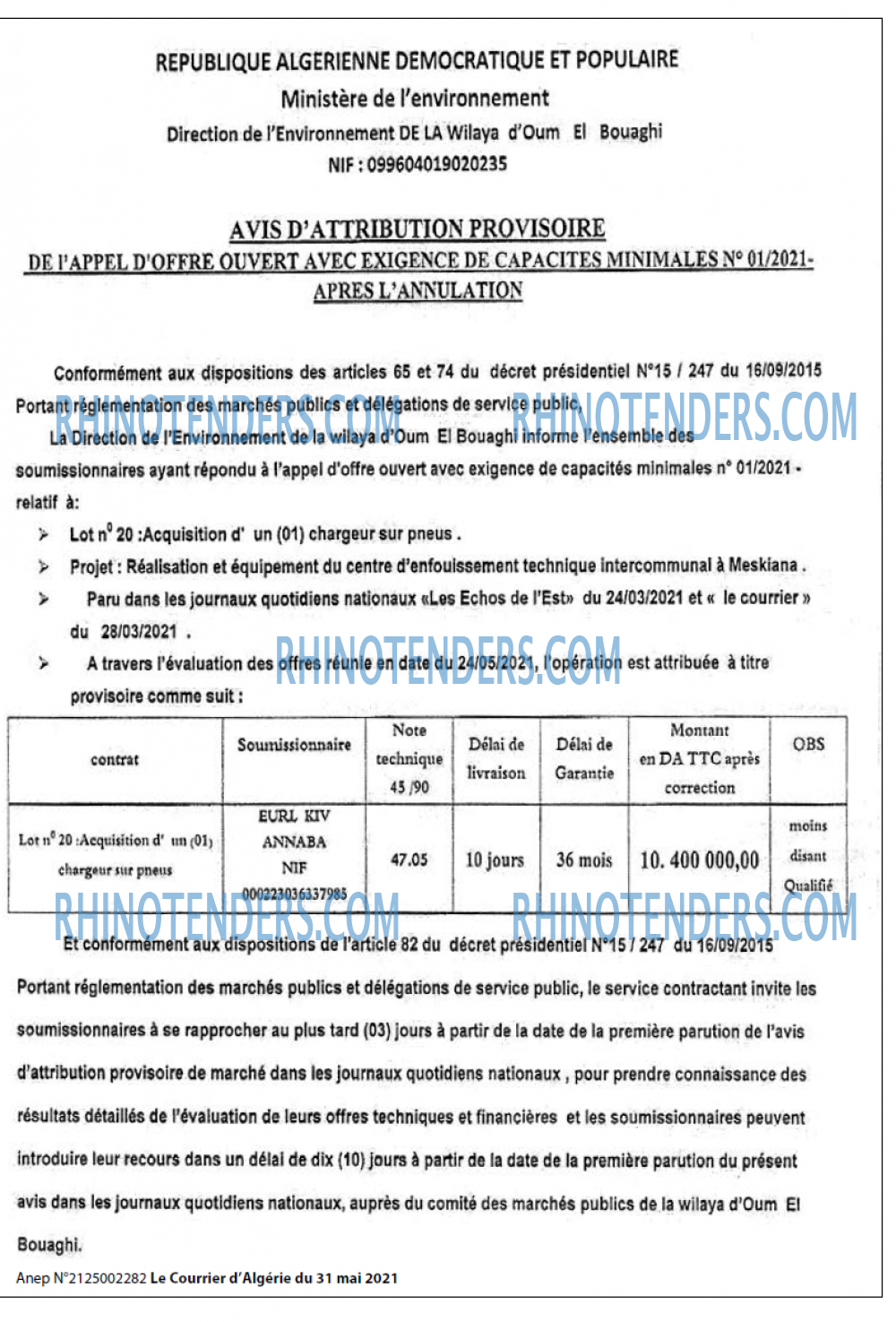 Le Courrier d'Algerie
