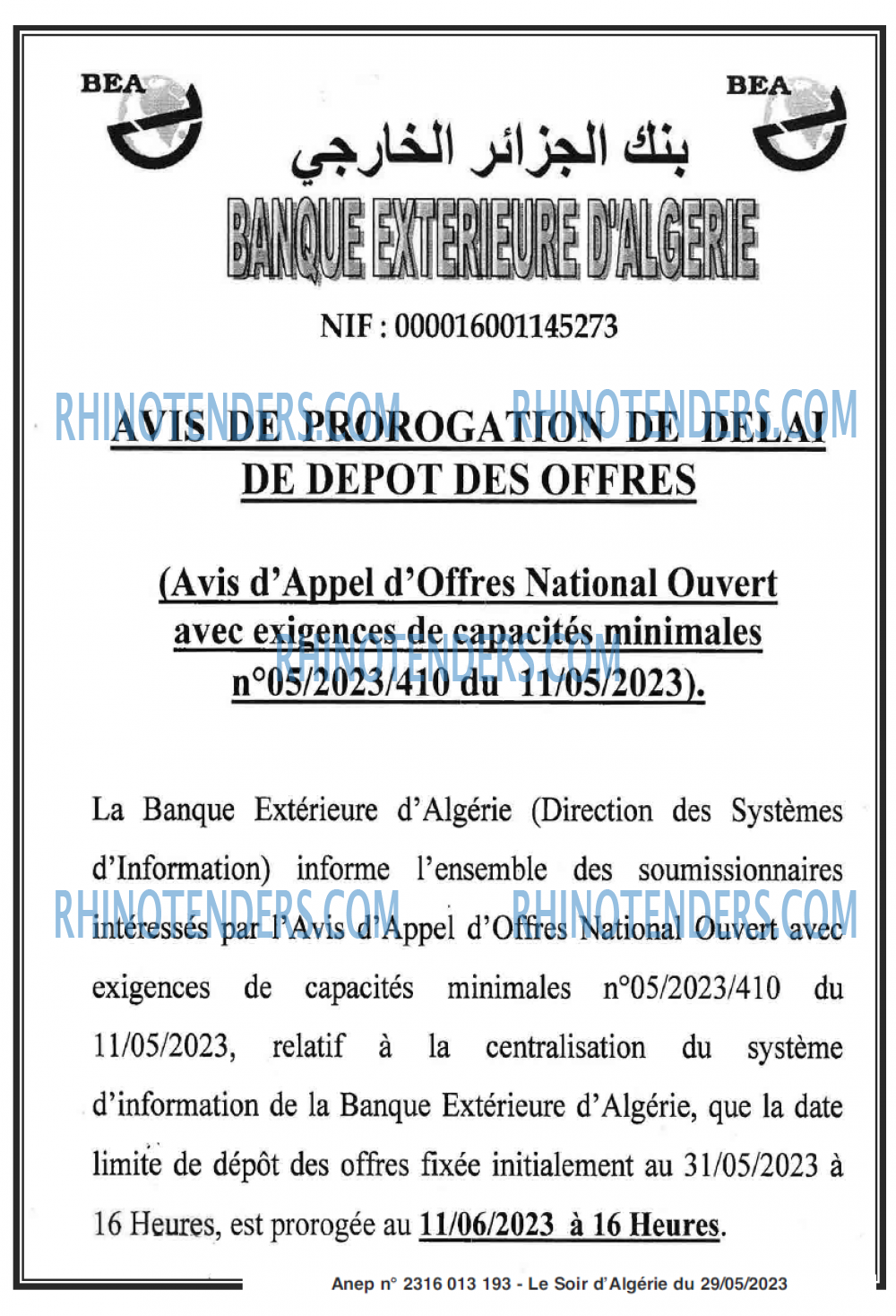 LE SOIR D'ALGERIE
