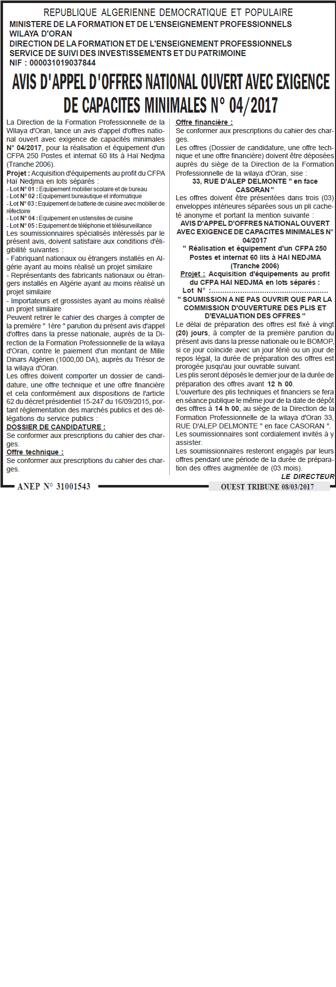 ouest TRIBUNE