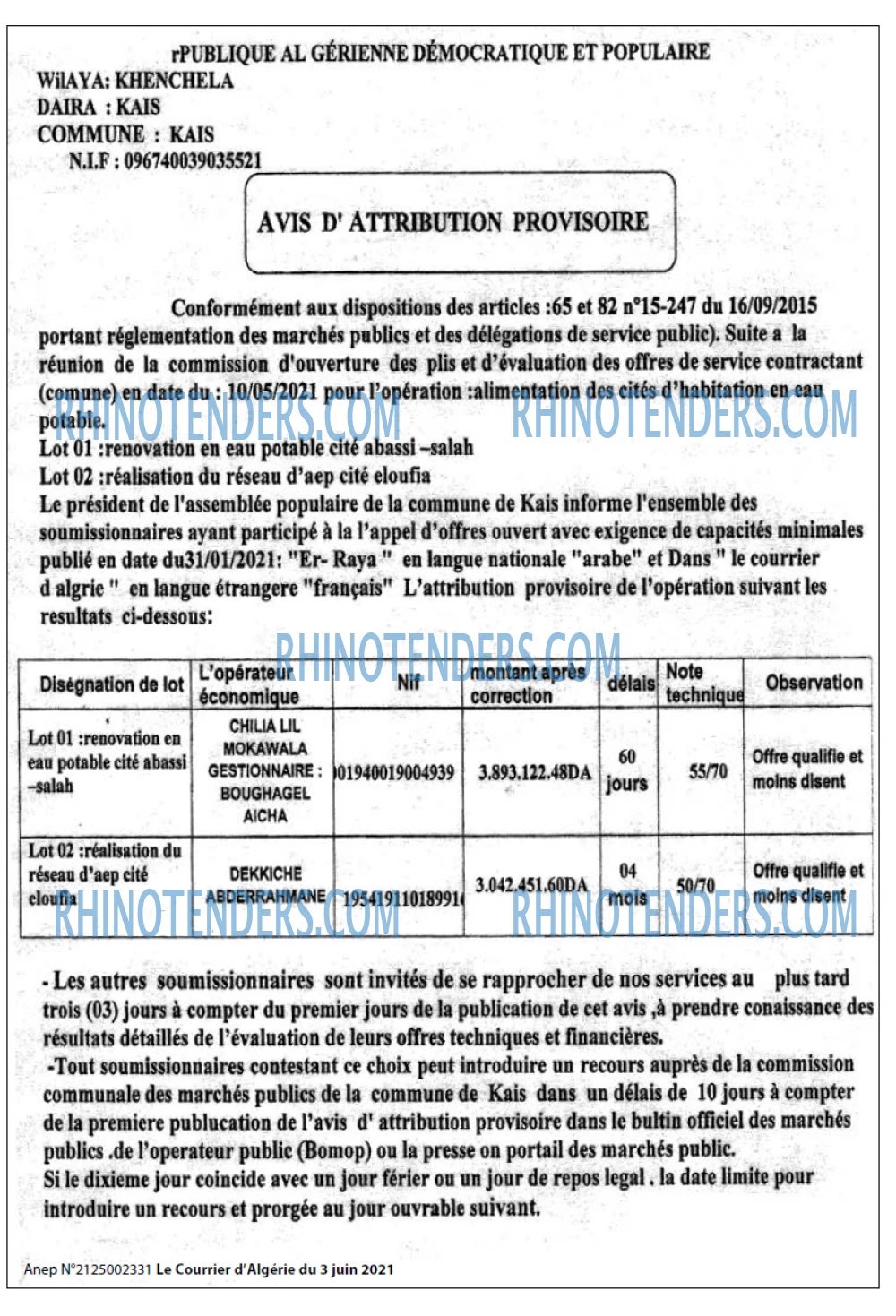 Le Courrier d'Algerie