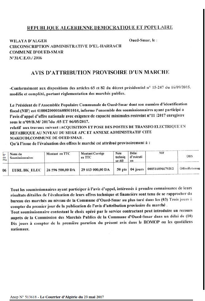 Le Courrier d'Algerie