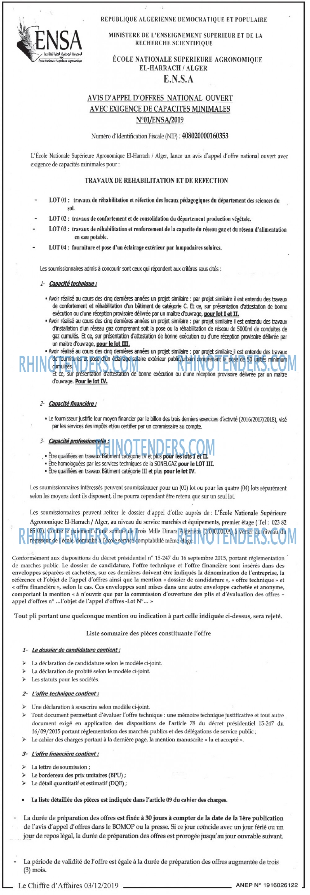 Le Chiffre d'Affaires