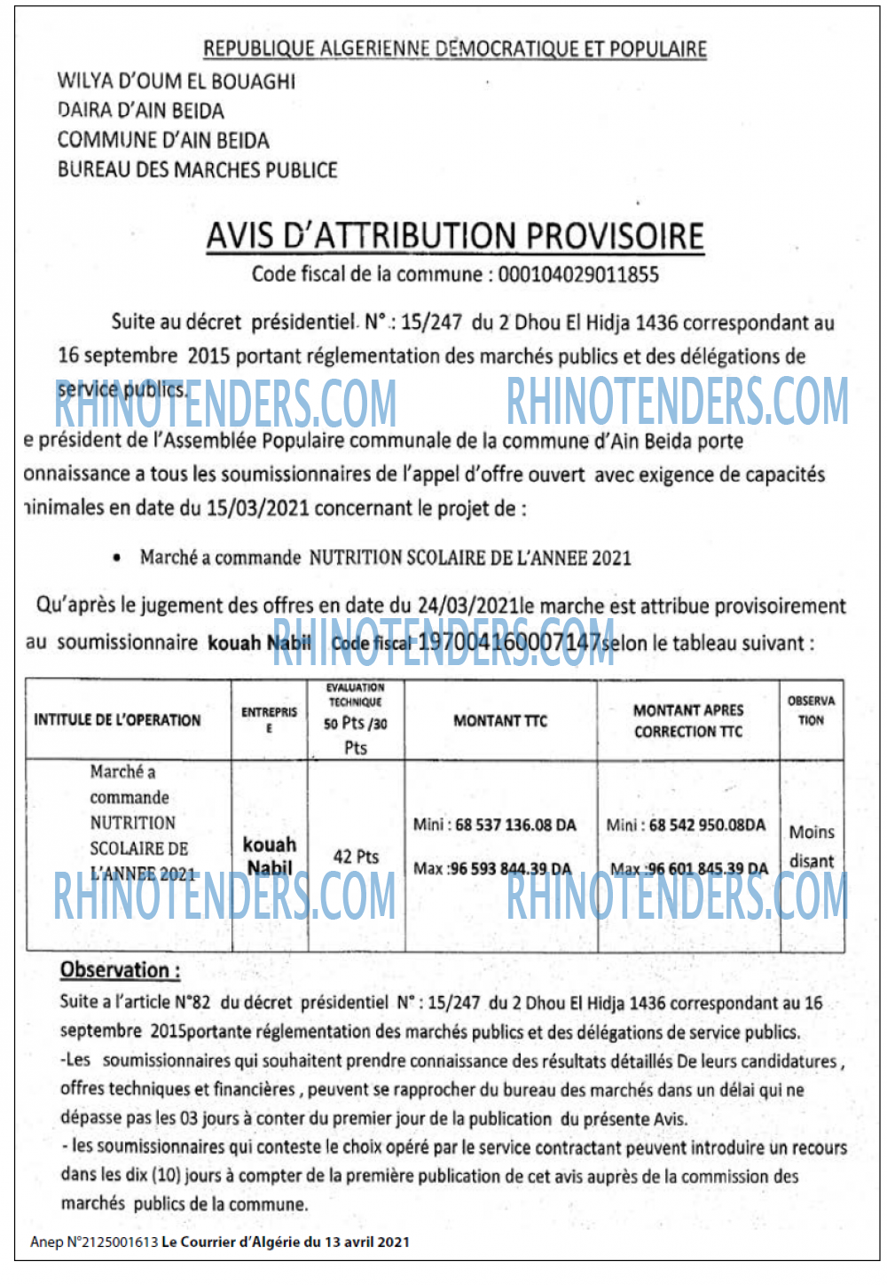 Le Courrier d'Algerie