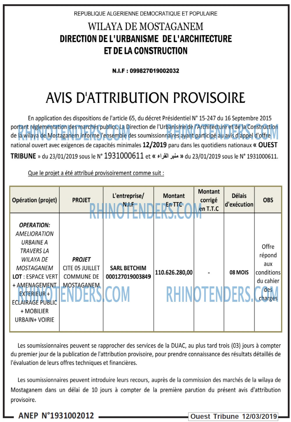 ouest TRIBUNE