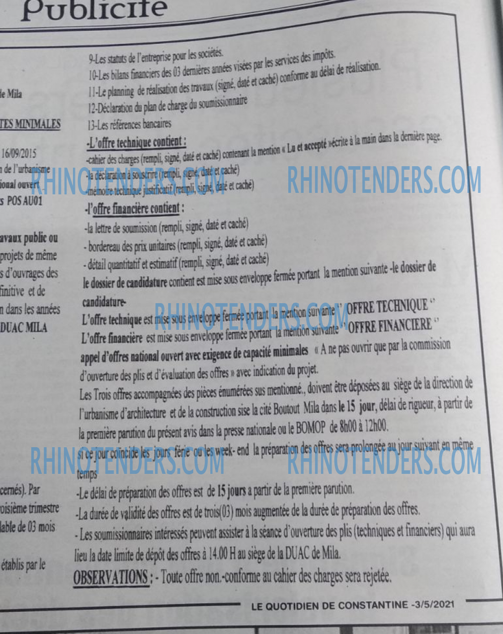 LE QUOTIDIEN DE CONSTANTINE