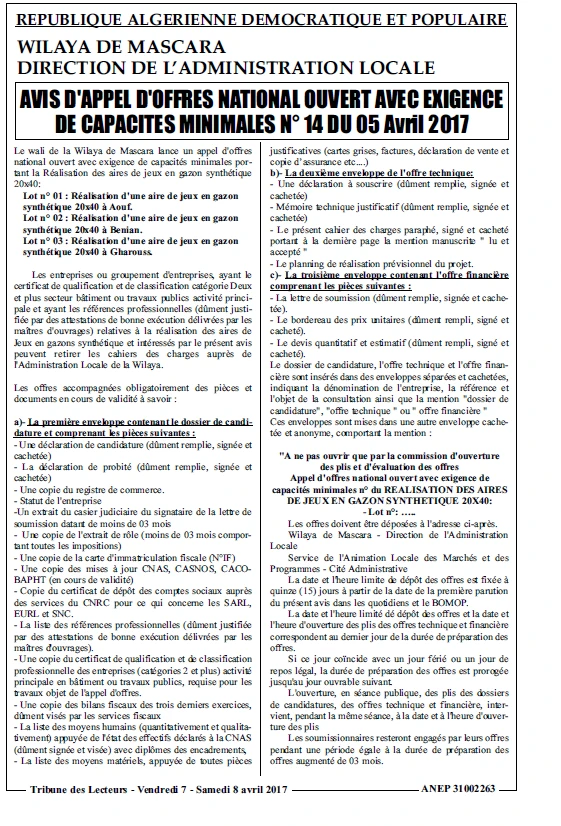 TRIBUNE DES LECTEURS