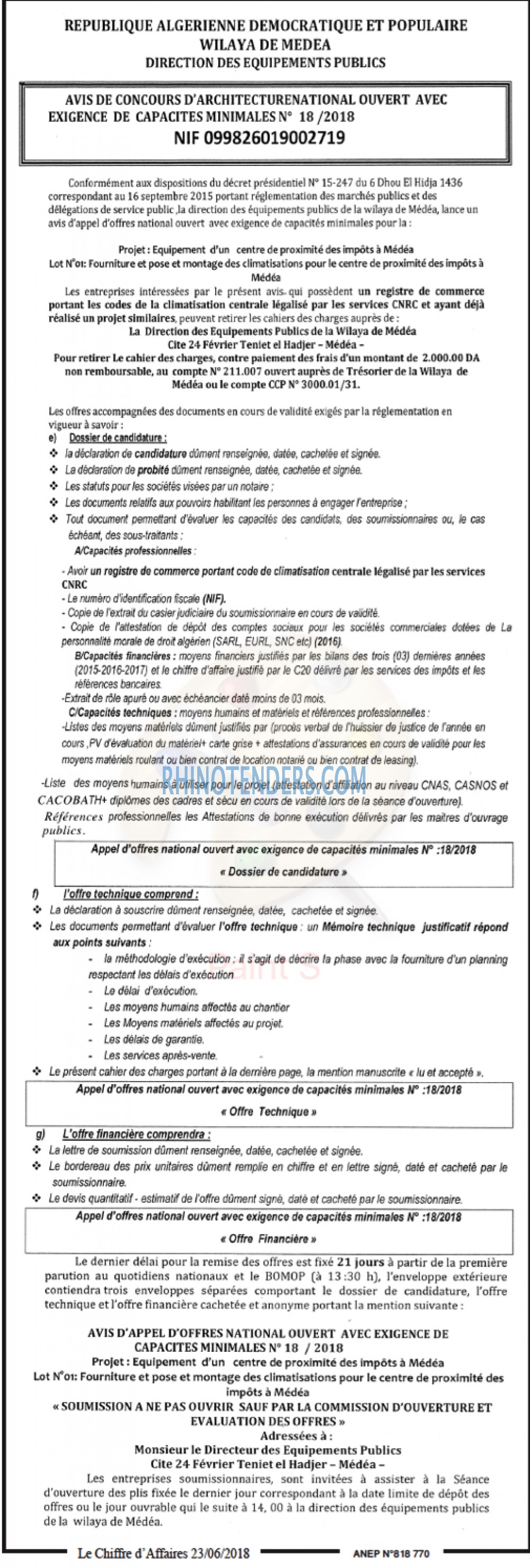 Le Chiffre d'Affaires