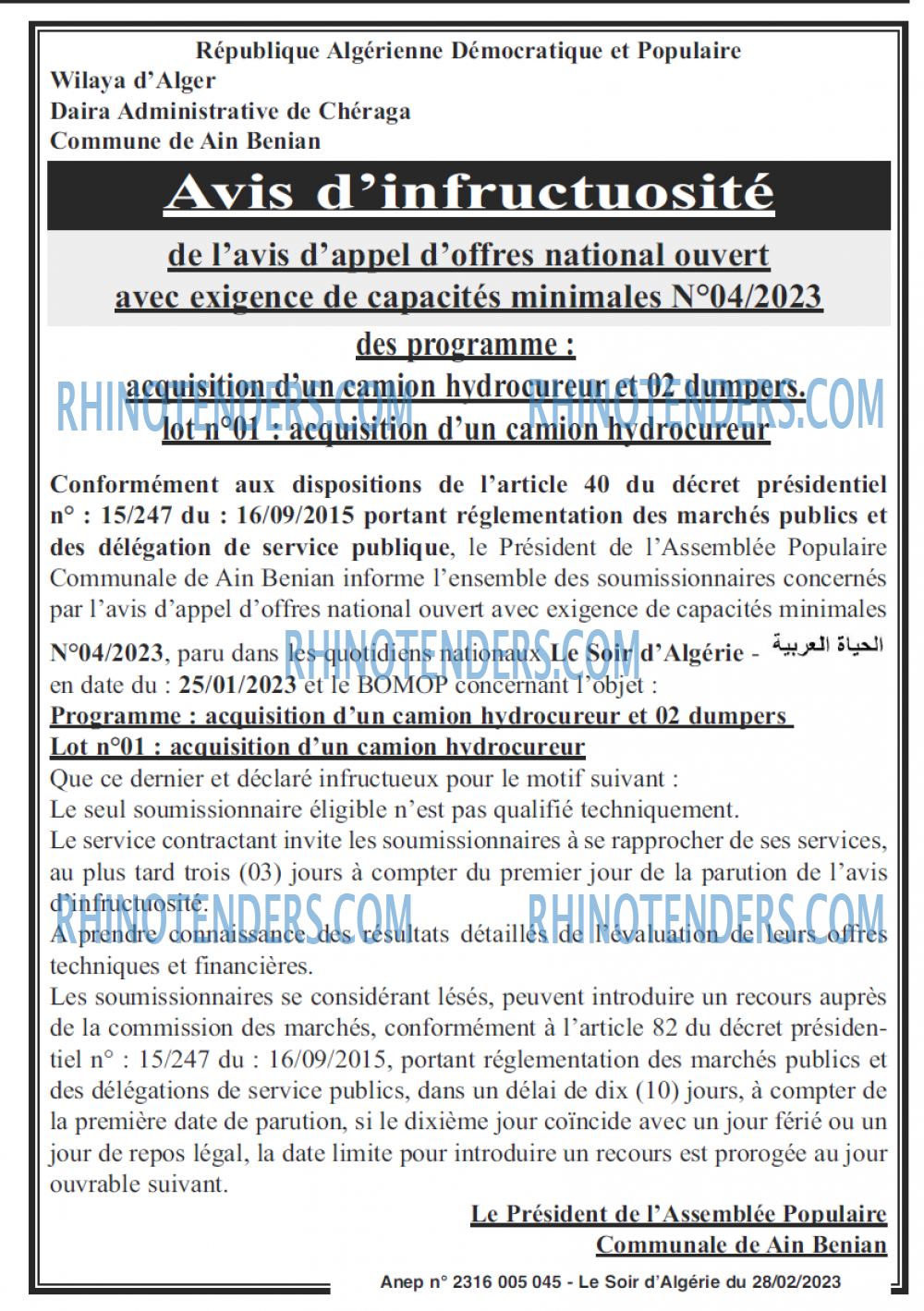LE SOIR D'ALGERIE
